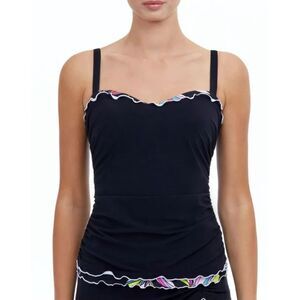 Profile‎ Gottex Tankini Swim Top Women Plus Size 24 3XL Black Tummy Control New